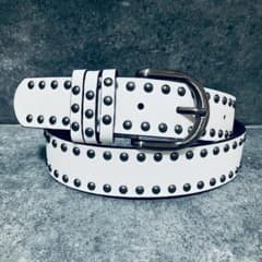スタッズベルト ホワイト 白 平成 ベルト スケーター ユニセックス y2k