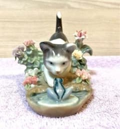 ♪廃盤希少美品♪lladroリヤドロフィギュリン1442猫＆カエル