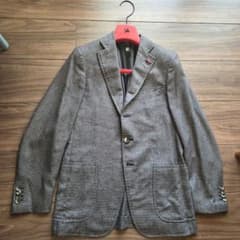 イザイアISAIAカシミヤシルク チェック柄 テーラードジャケット 46