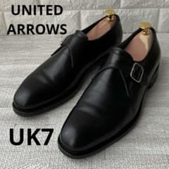 ユナイテッドアローズ 革靴 黒 UK7 シングルモンクストラップ