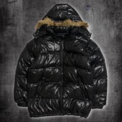 00s archive 短丈 中綿 ファーダウン 光沢 y2k 平成 黒 肉厚 - メルカリ