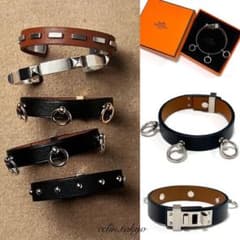 未使用！HERMES《藤原ヒロシ着》ミニドッグ スタッズ バングル E3788