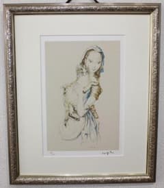 藤田嗣治 エスタンプリトグラフ「猫を抱く少女」 39/100 - メルカリ