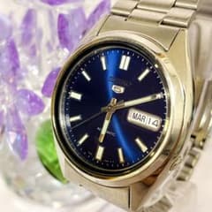 SEIKO5 セイコーファイブ 7s26 自動巻き 腕時計 青文字盤 デイデイト