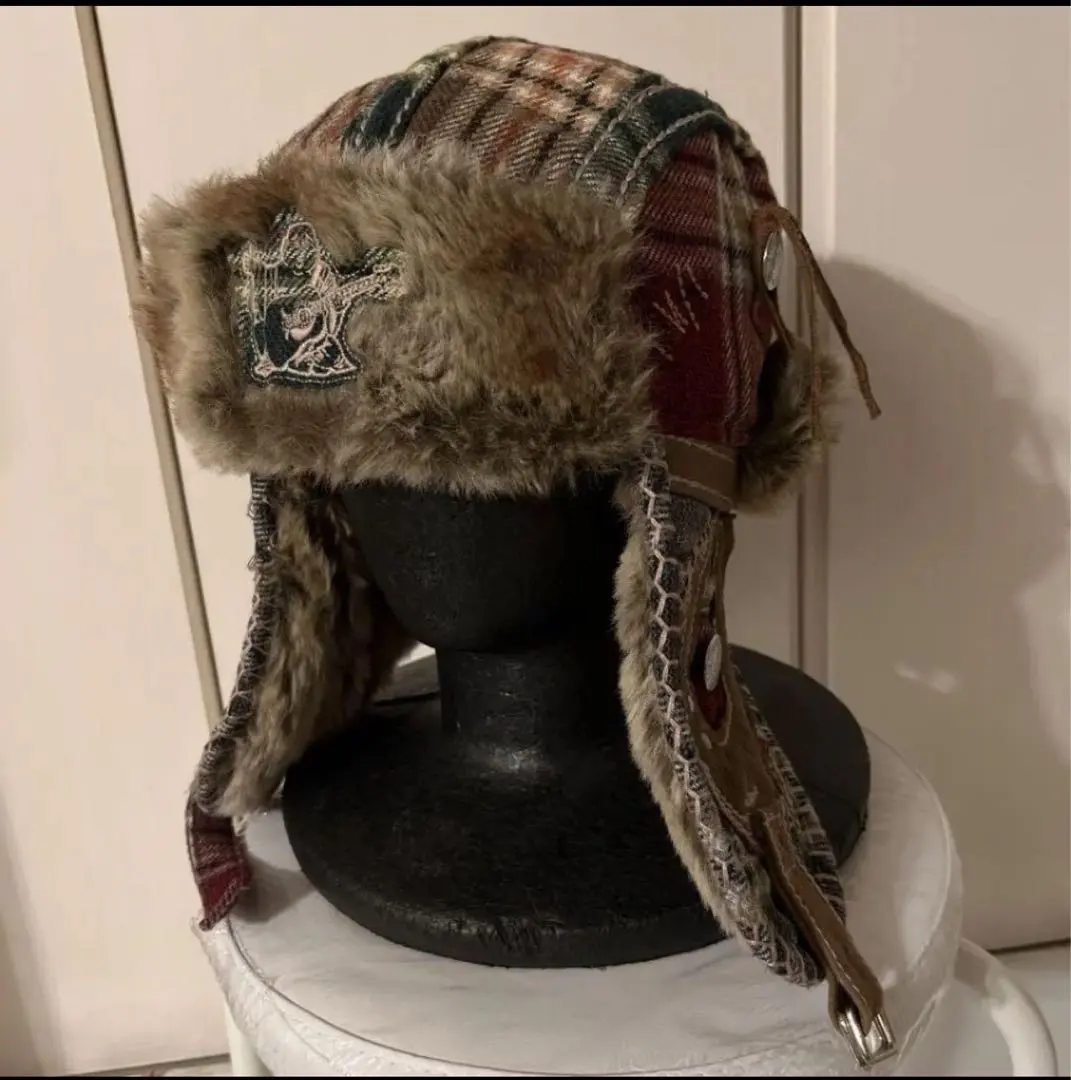 TrueReligionレザーパイロットハットフライトキャップファーnewyor