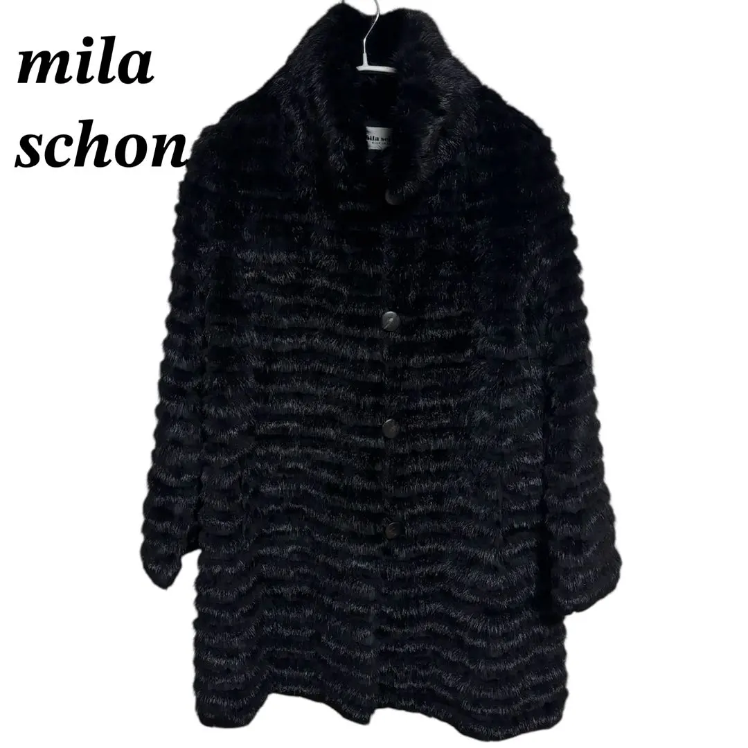美品】ミラショーン セーブルトリミング ミンク ケープ ポンチョ ロゴ