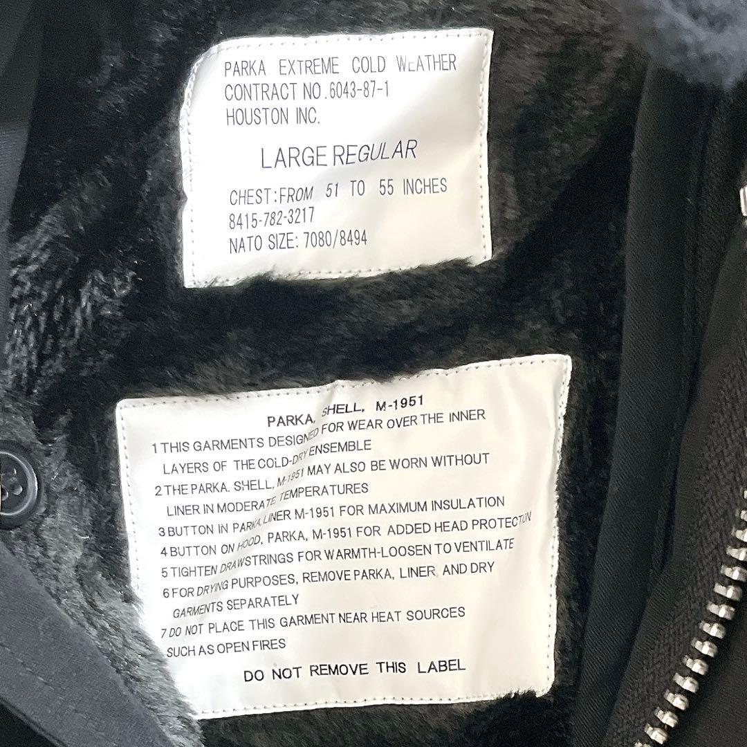 【未使用】ヒューストン　ブラック　モッズコート　ファー付きフード　L ロング丈