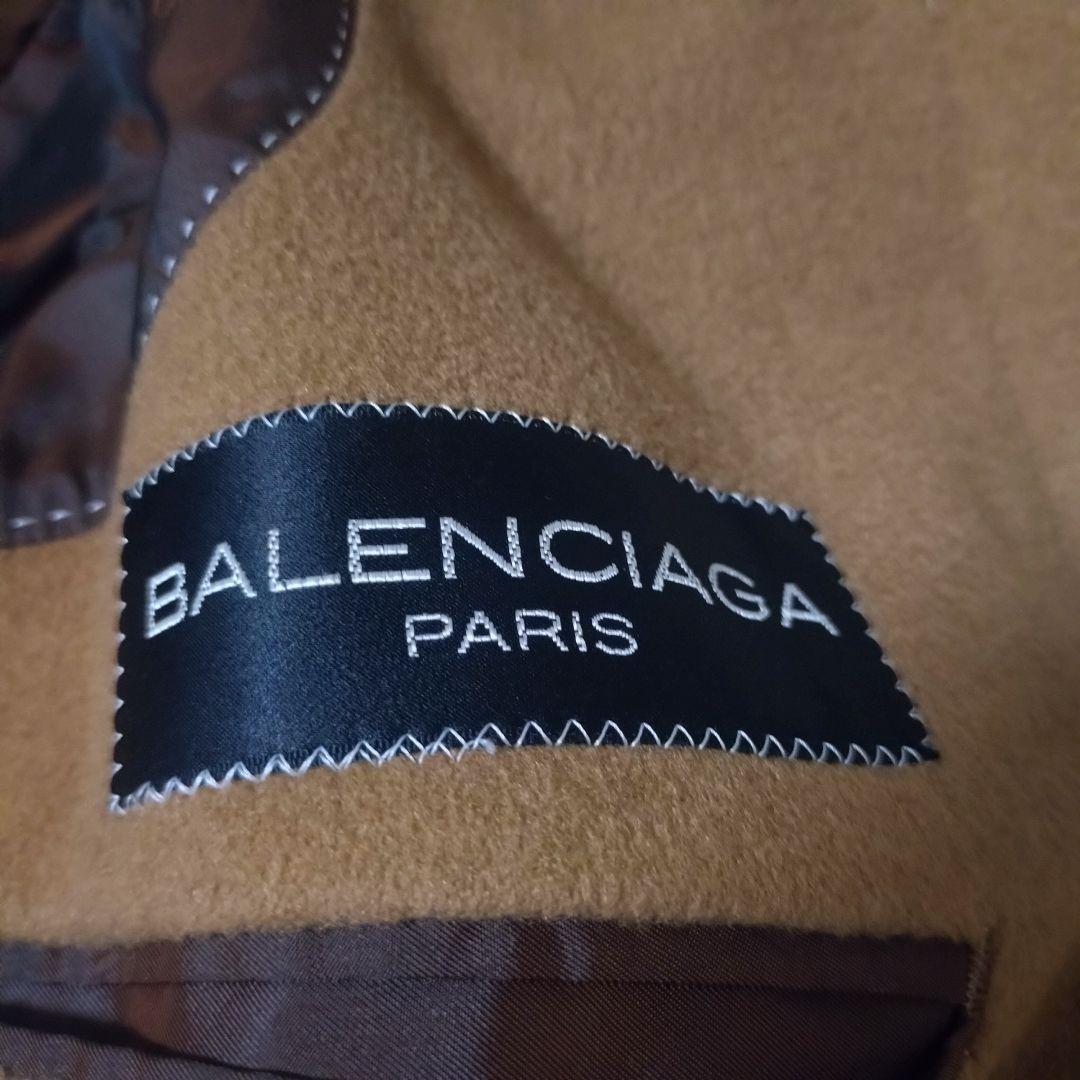 【カシミヤ100%】 バレンシアガ ステンカラーコート 比翼ボタン ヴィンテージ