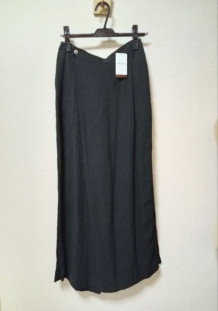新品 タグ付 Plage natural wrap パンツ 38 黒 ラップ