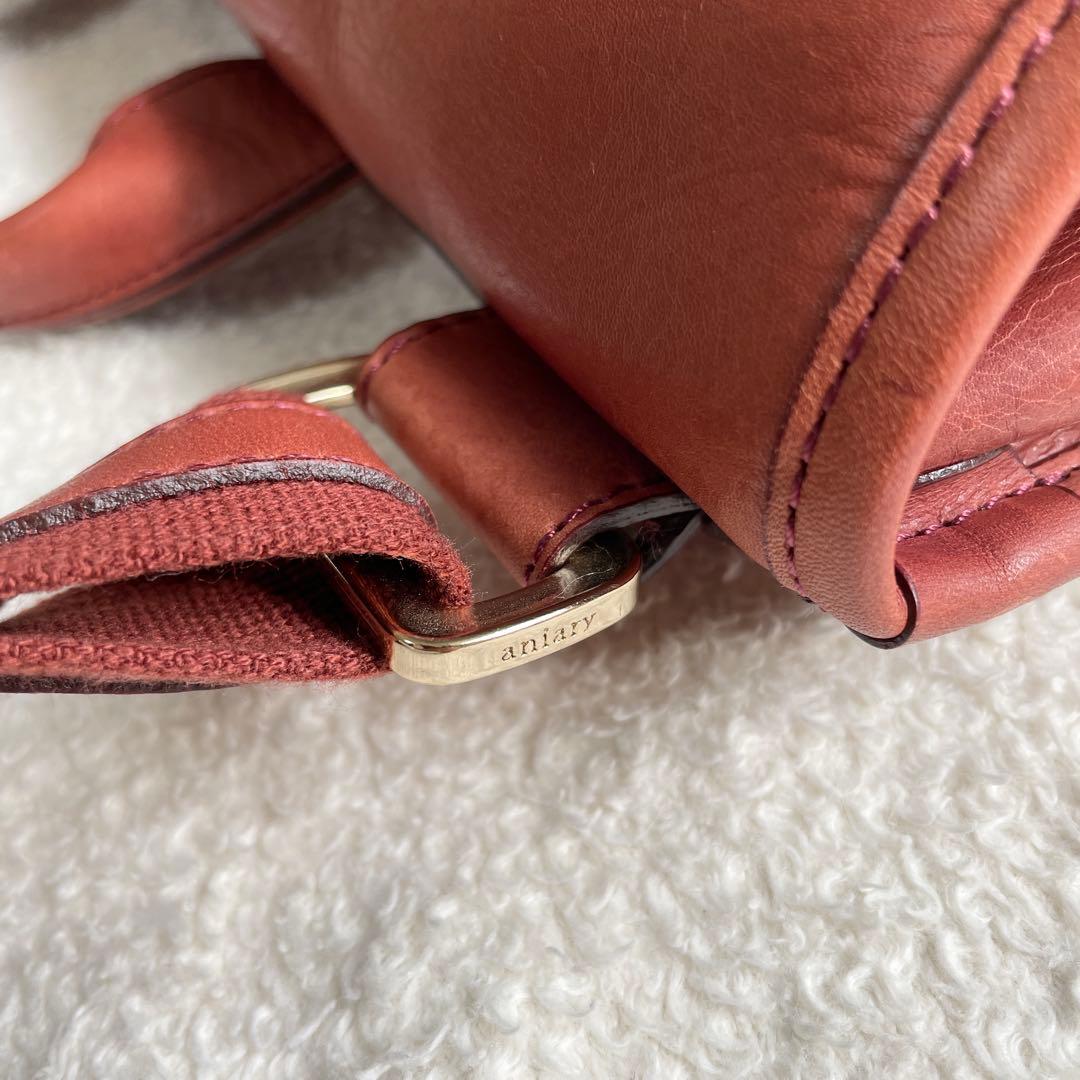 美品 アニアリ 2wayショルダーバッグ レザー ブラウン ターンロック 大きめ