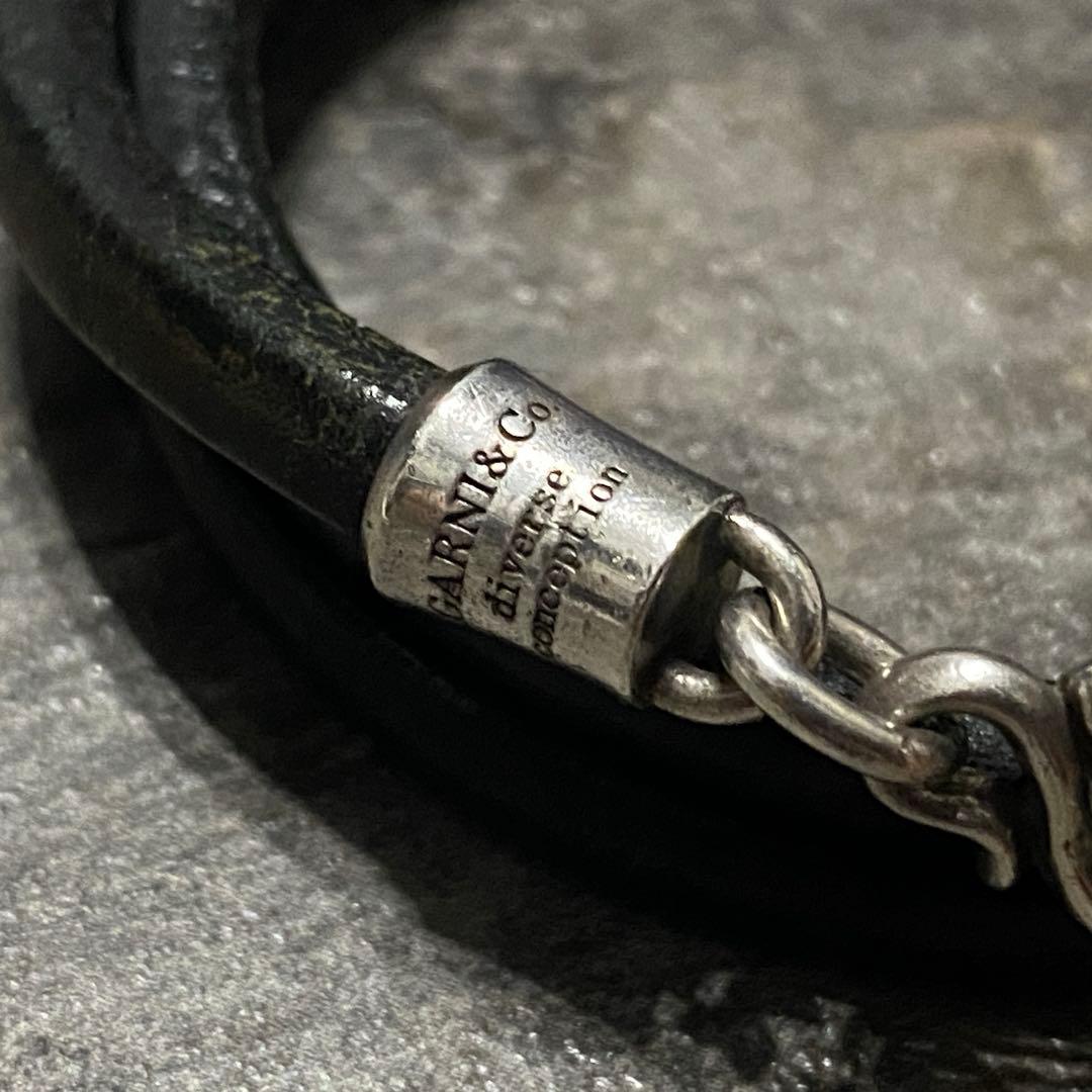 GARNI シルバー レザー 3連 ラップ コイル ブレスレット バングル