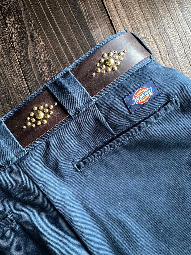 オーダー品 ディッキーズ874専用スタッズベルト ダークブラウン 真鍮