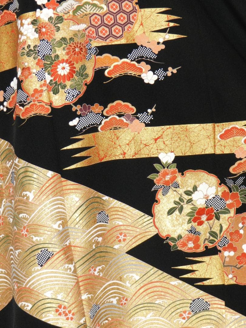 留袖 ワンピース ドレス フレアー袖 手書き友禅染め 正絹 140 夢