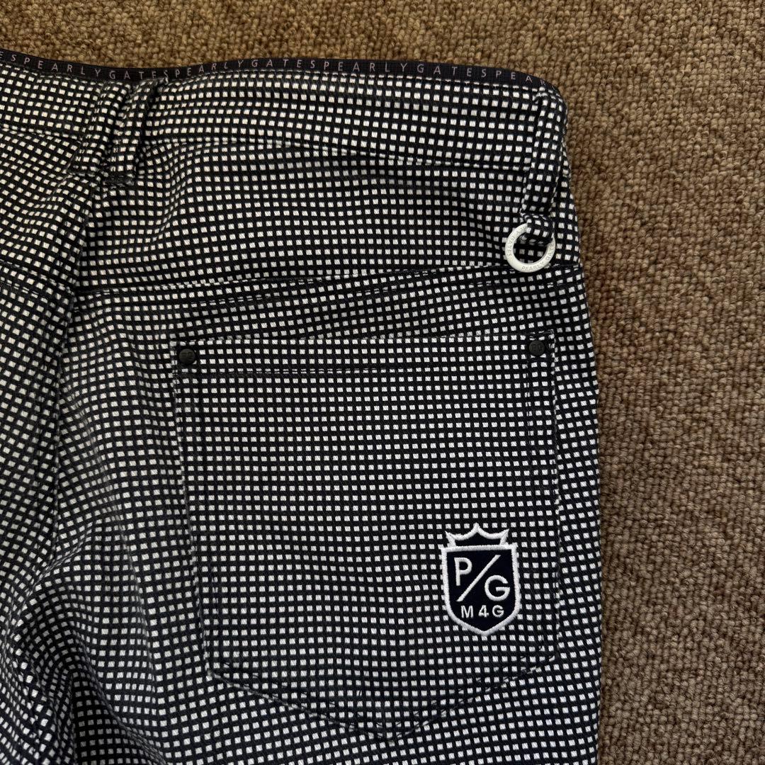 パーリーゲイツ　パンツ　L〜XL相当 紺　白　ギンガムチェック　5 コットン素材