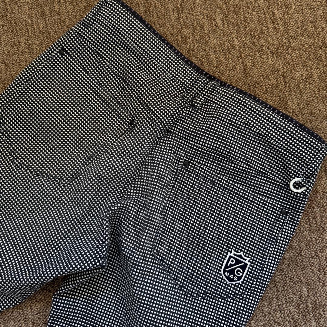 パーリーゲイツ　パンツ　L〜XL相当 紺　白　ギンガムチェック　5 コットン素材