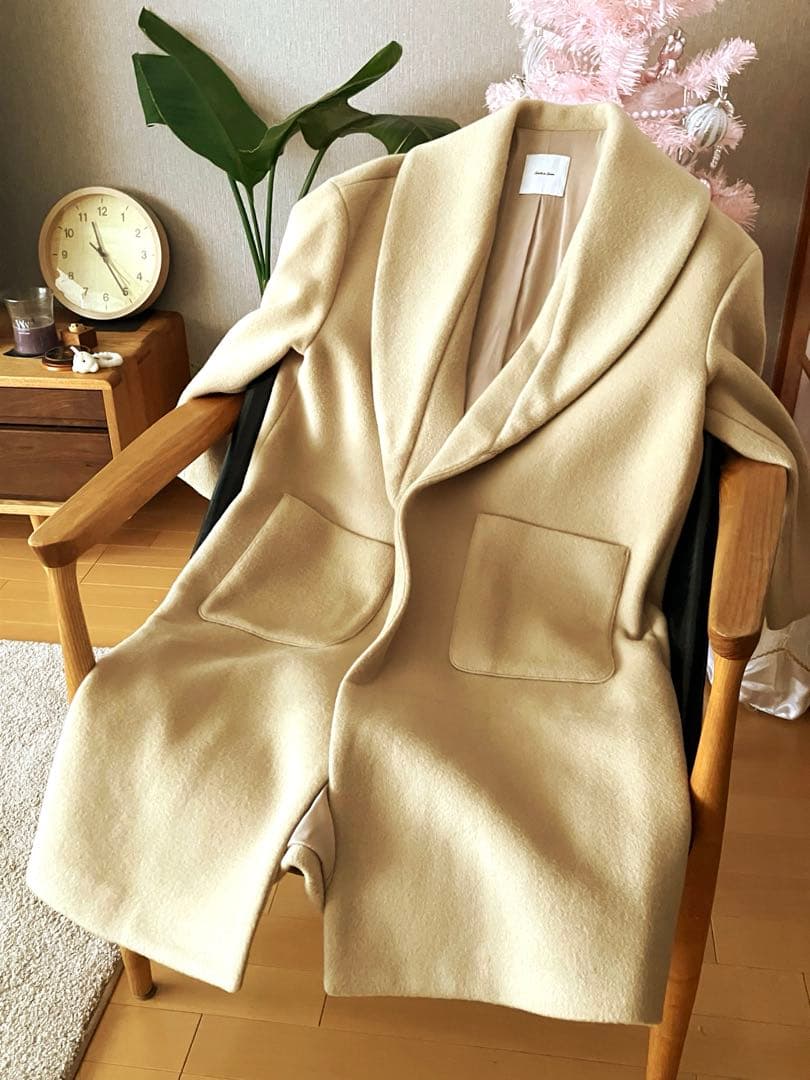 【試着のみ】Spick & Spanエアリーウールビーバー ショールカラーコート