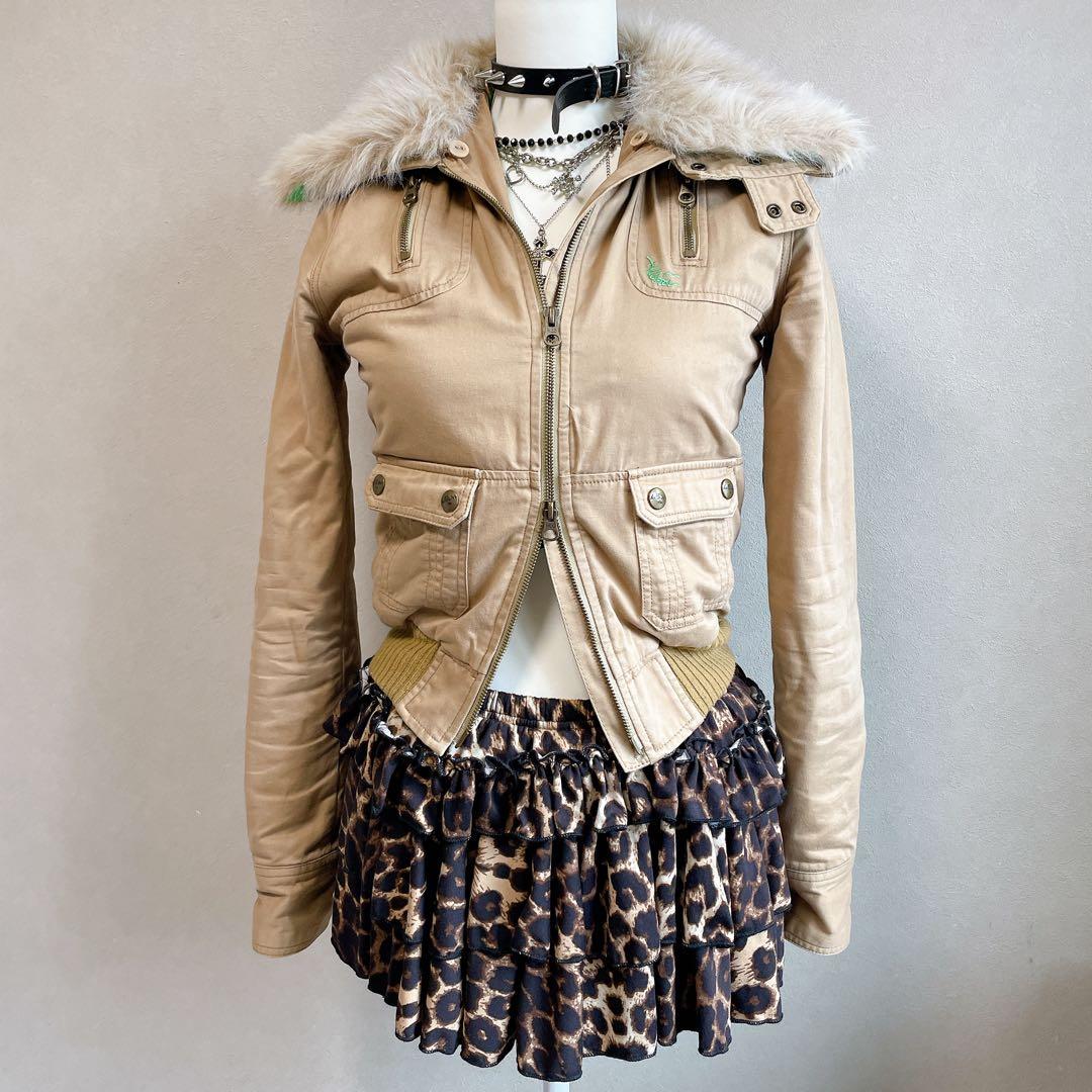 y2k ホリスター　グランジ ファー　短丈　ミリタリージャケット　平成ギャル