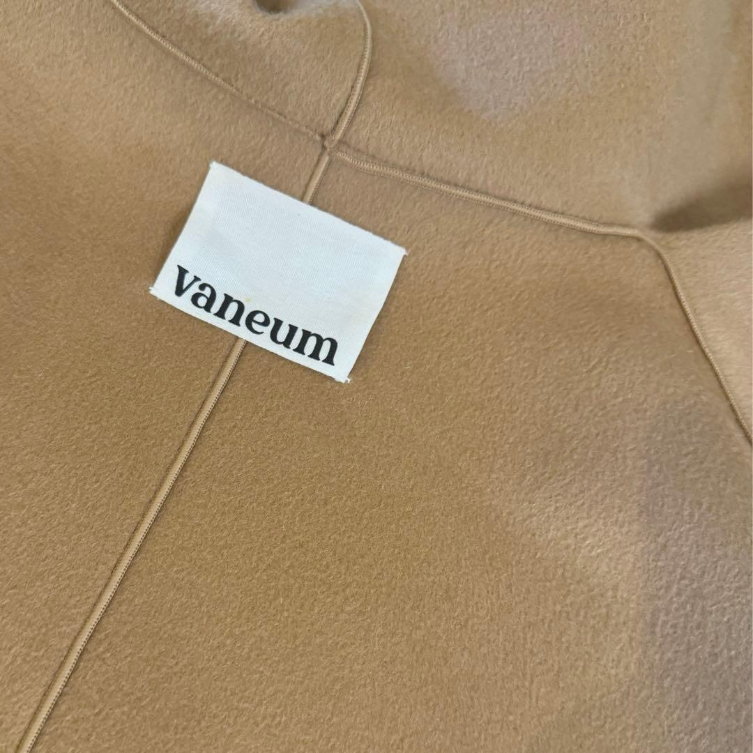 【高島屋購入品】Vaneum クロークフーディポンチョコート　キャメル　ウール