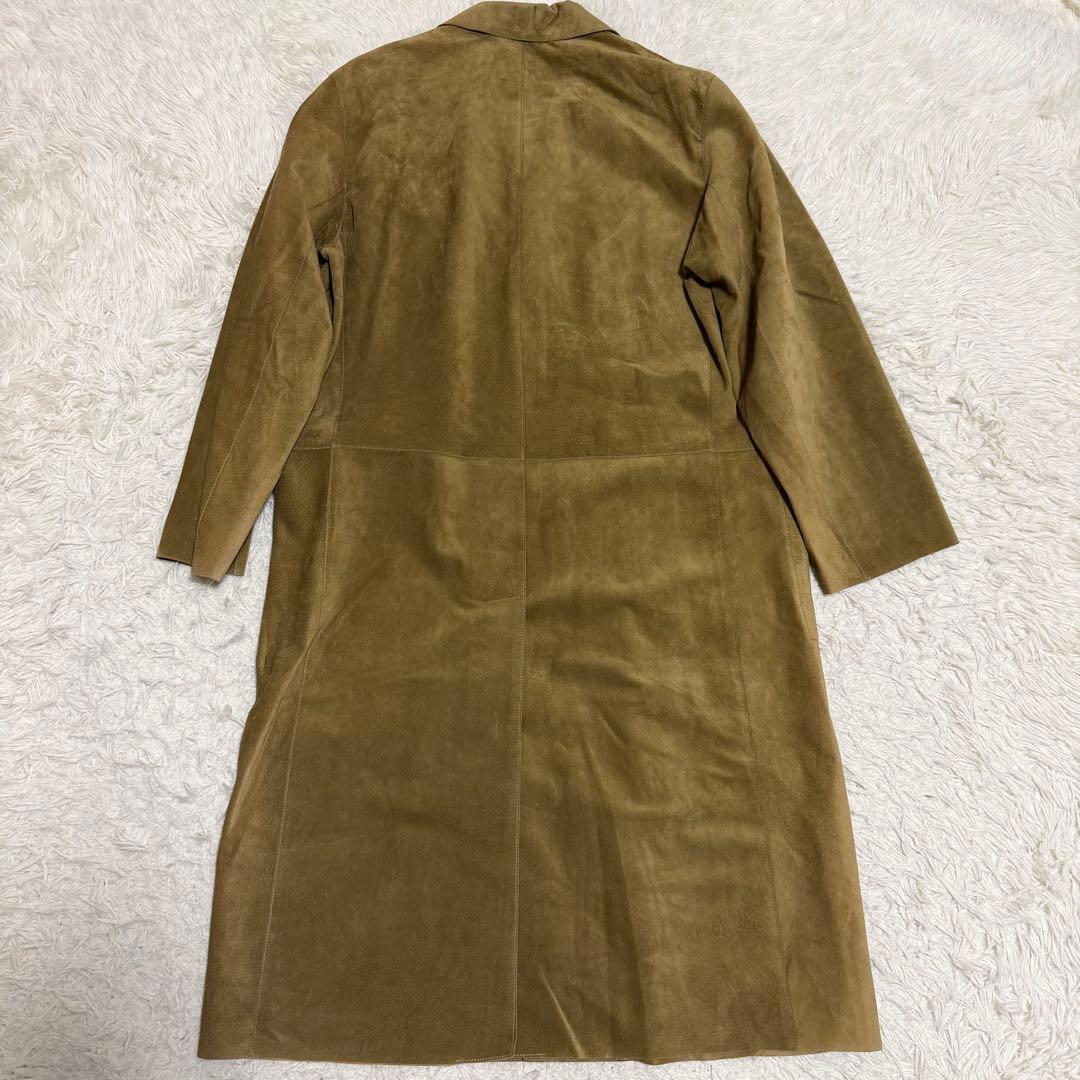 希少美品XLサイズ相当　ヒューゴボス　レザーチェスターコート　マキシ丈　ベージュ