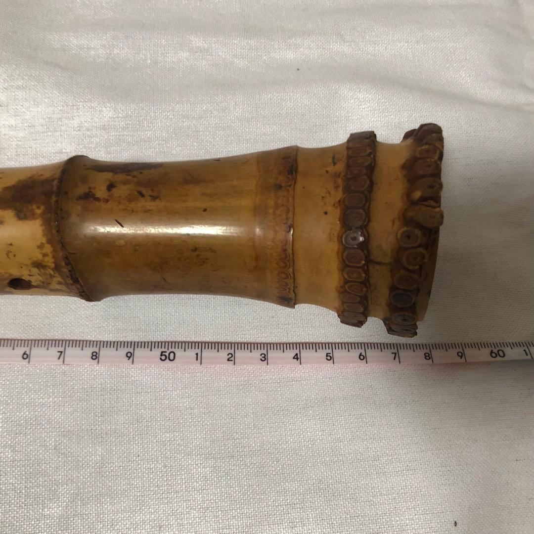 送料込★6孔★尺八 翠光 焼印 銘有 クラック無 2分割 約58cm 1尺9寸