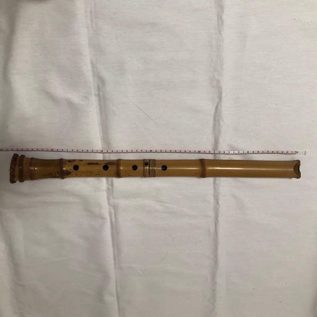 送料込★6孔★尺八 翠光 焼印 銘有 クラック無 2分割 約58cm 1尺9寸