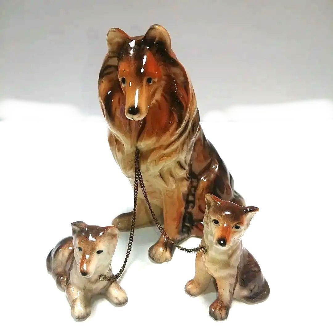 昭和レトロ犬の親子陶器の置物 - メルカリ