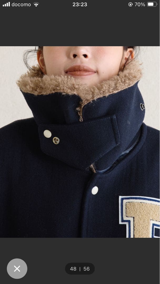 ファー付きダークグリーンスタジャン　期間限定値下げ