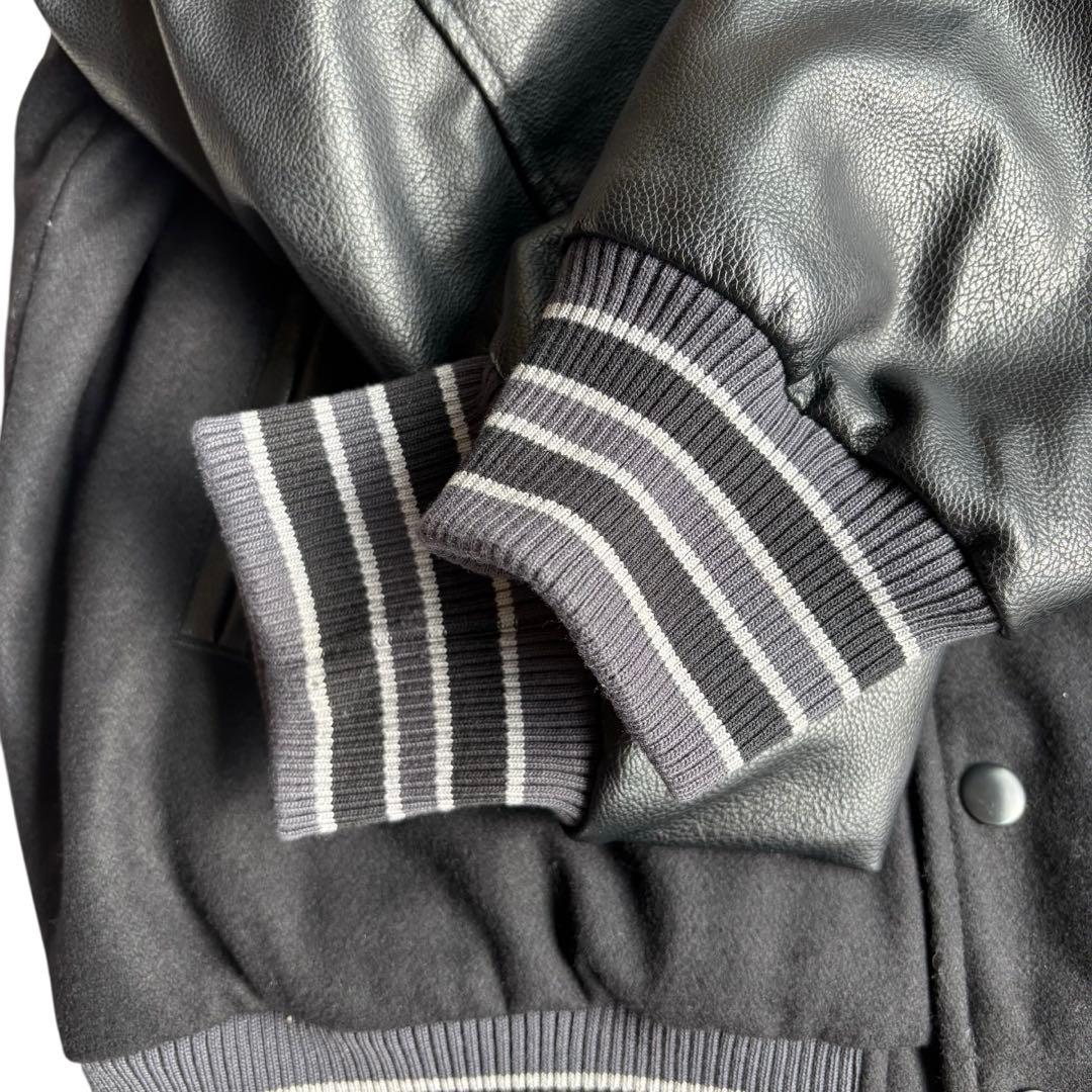 【極美品】X-GIRL エックスガール　￼スタジャン　ワッペン　袖レザー切替　黒