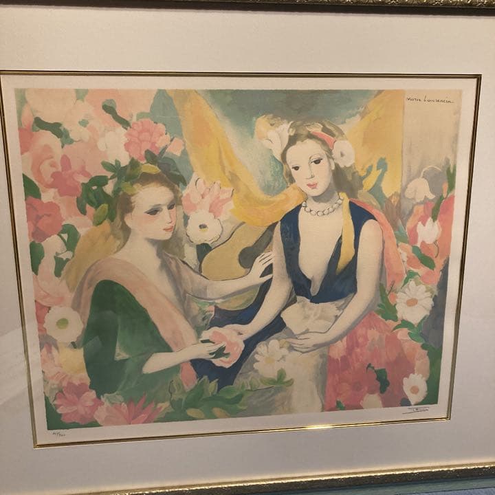 マリー・ローランサン「Dans le Parc」リトグラフ 額入り公園の中