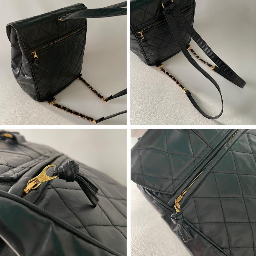 CHANEL シャネル マトラッセ デカココマーク バックパックリュック黒