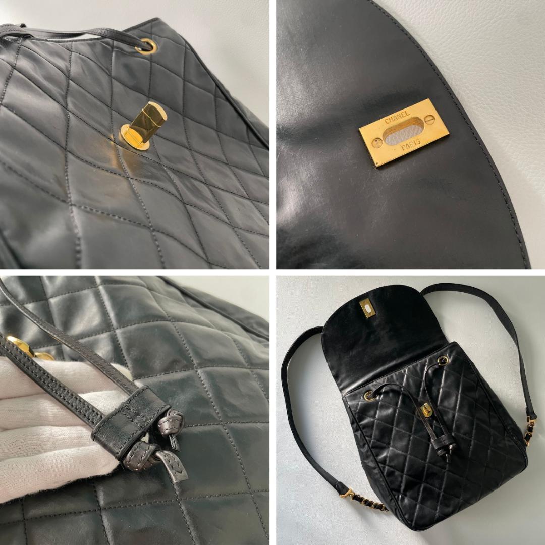 CHANEL シャネル マトラッセ デカココマーク バックパックリュック黒