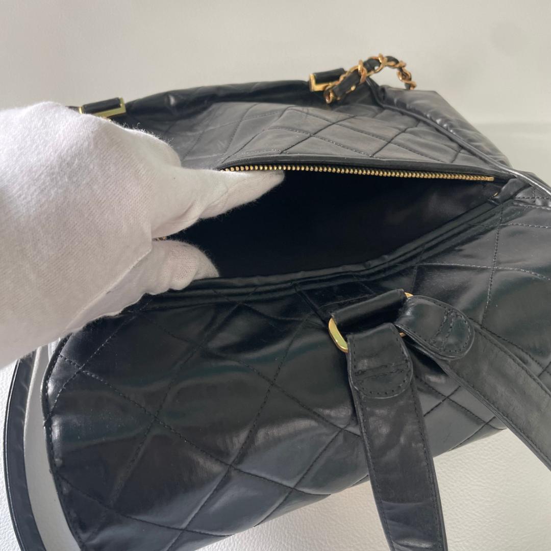 CHANEL シャネル マトラッセ デカココマーク バックパックリュック黒