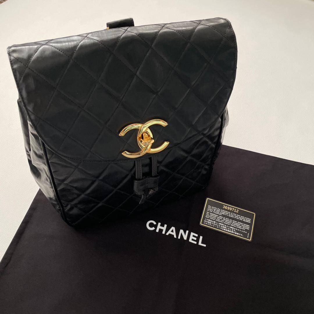 CHANEL シャネル マトラッセ デカココマーク バックパックリュック黒