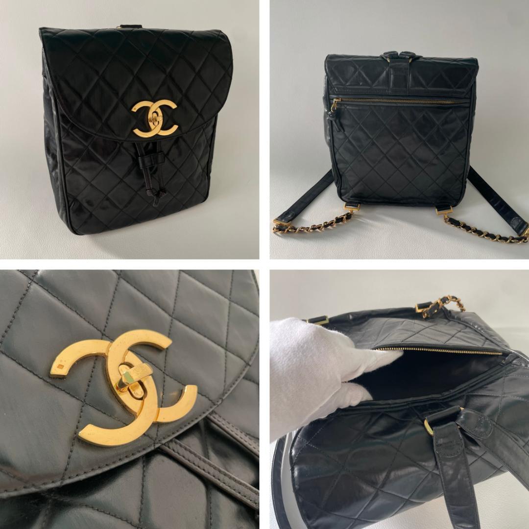 CHANEL シャネル マトラッセ デカココマーク バックパックリュック黒