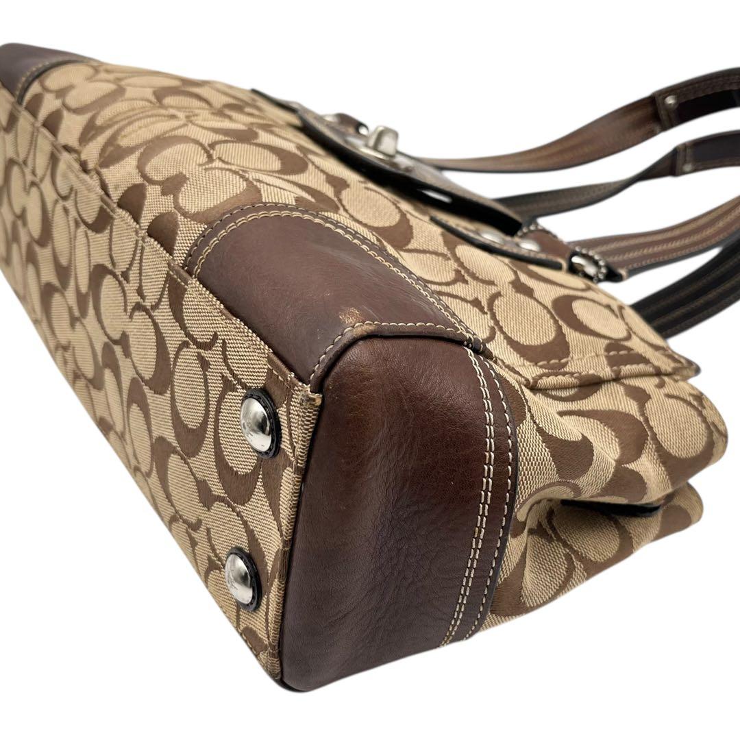 美品 シグネチャー ハンドバッグ レザー ブラウン 13975 コーチ 83