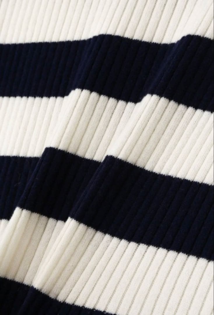 新品 パーリーゲイツ ウールカシミヤ ボーダー柄ハイネックニット(4)M/白紺