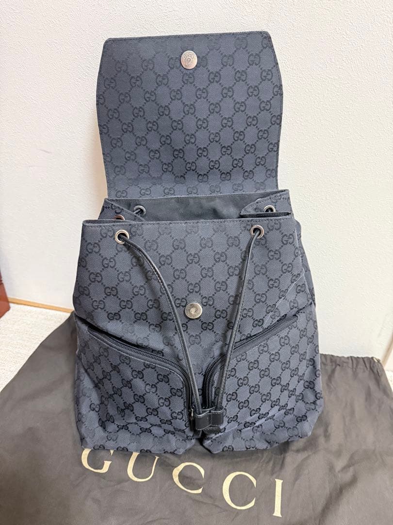 GUCCI　リュック バッグパック デイパック GGナイロン GG柄 大容量 黒