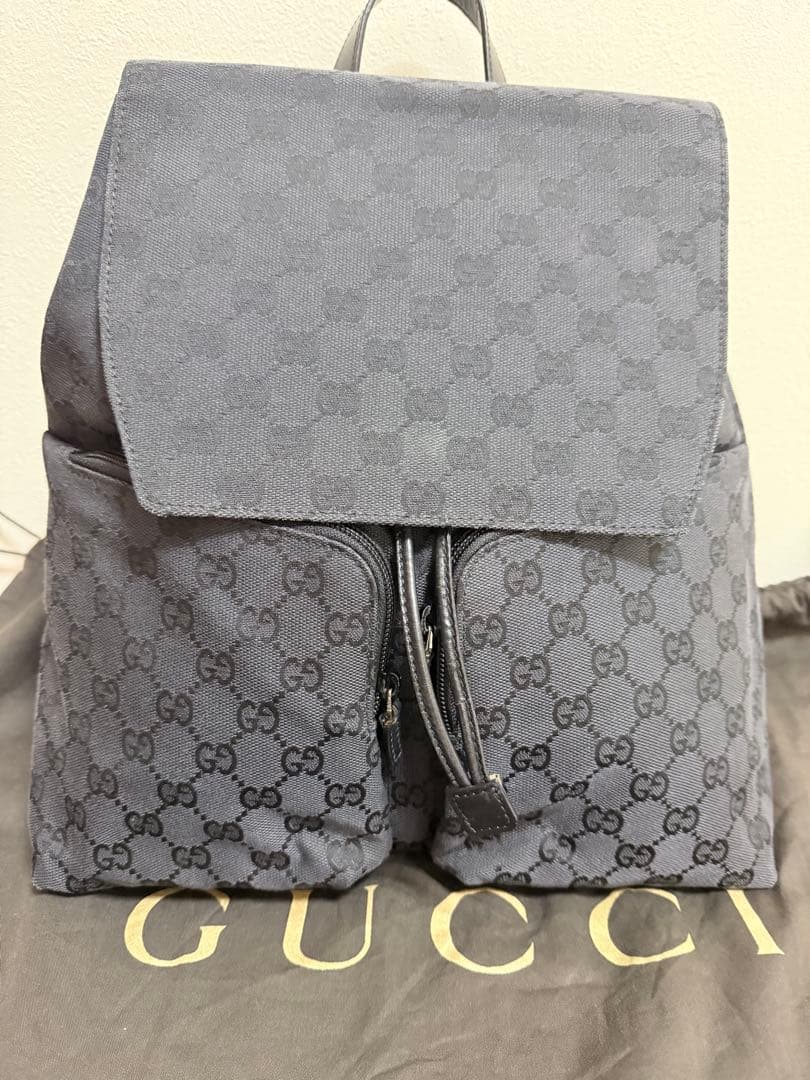 GUCCI　リュック バッグパック デイパック GGナイロン GG柄 大容量 黒