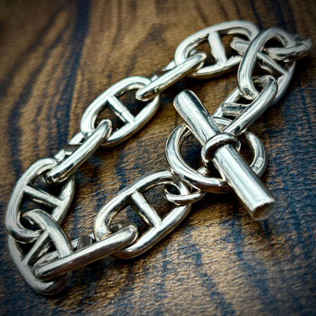 至高 ヴィンテージ シェーヌ 11コマ ブレスレット シルバー 925 刻印