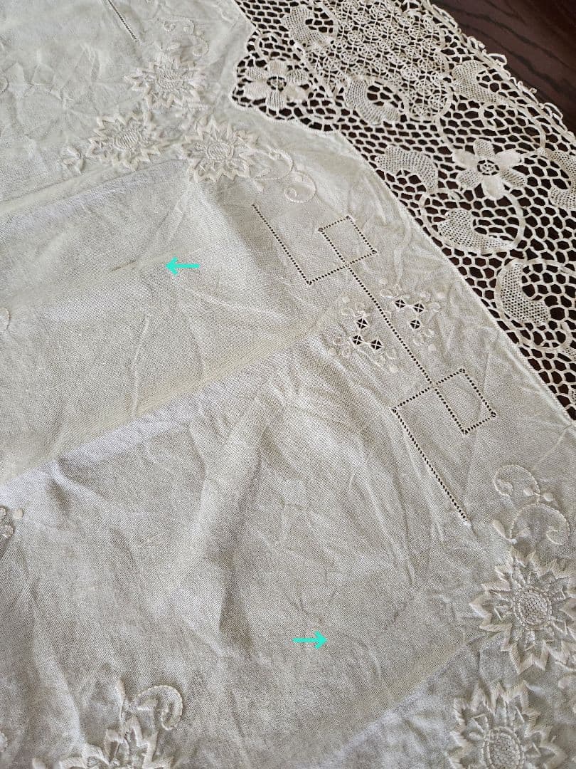 テーブルクロス 生成綿レース　　 約204cm×160cm