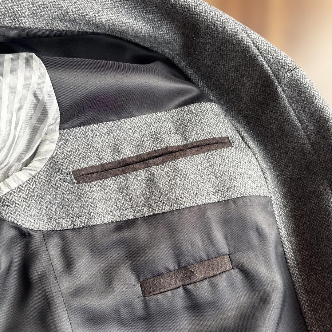 HUGO BOSS グレー ヘリンボン柄ショートコート