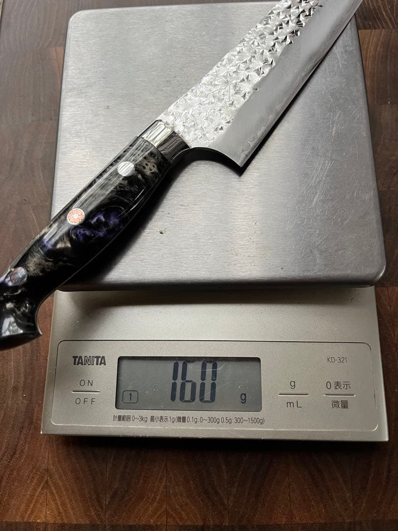 黒崎 優 閃光 鋭　ハイス　SG2 鎚目 牛刀　包丁 180mm 黒アクリル柄