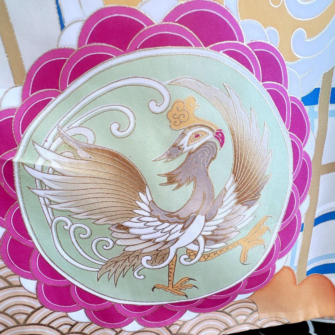 美品　豪華刺繍　お宮参り　産着　祝着　0歳　男の子　黒　龍　長襦袢なし　7035