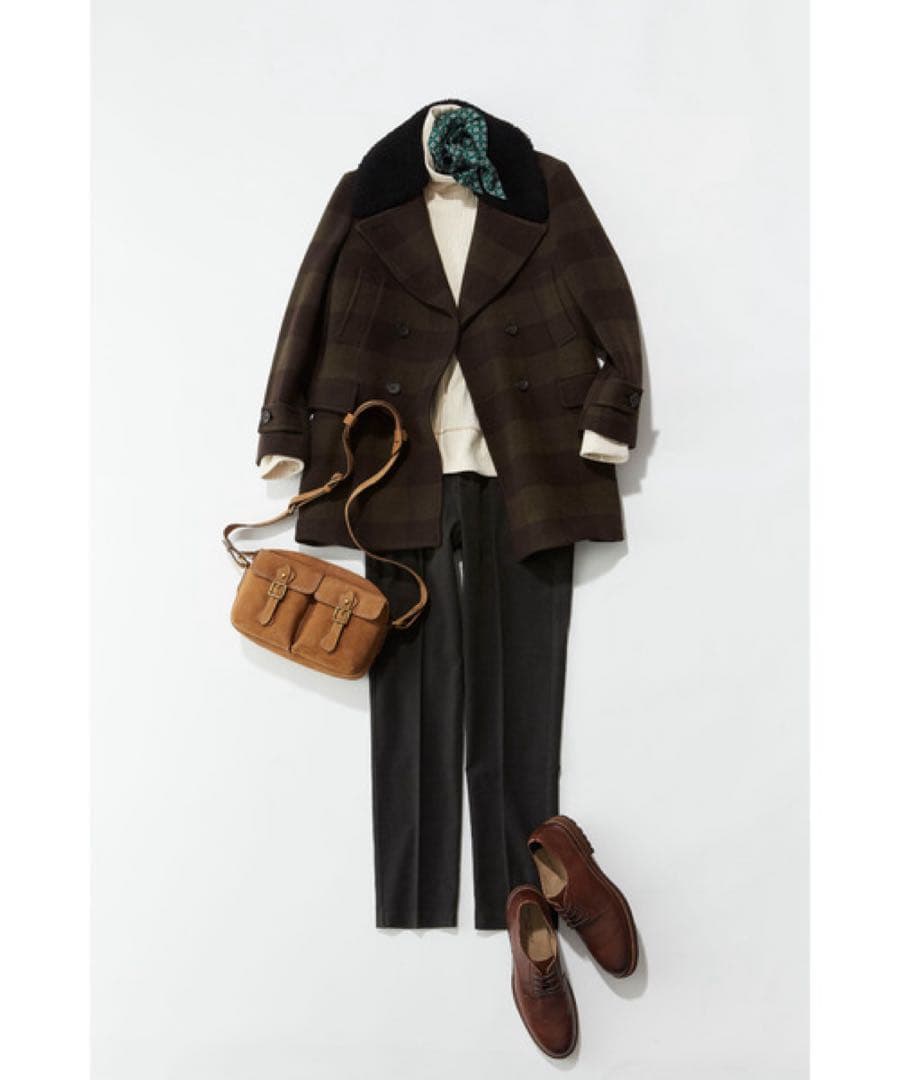 BANANA REPUBLIC バッファローチェック柄プレイドピーコート L