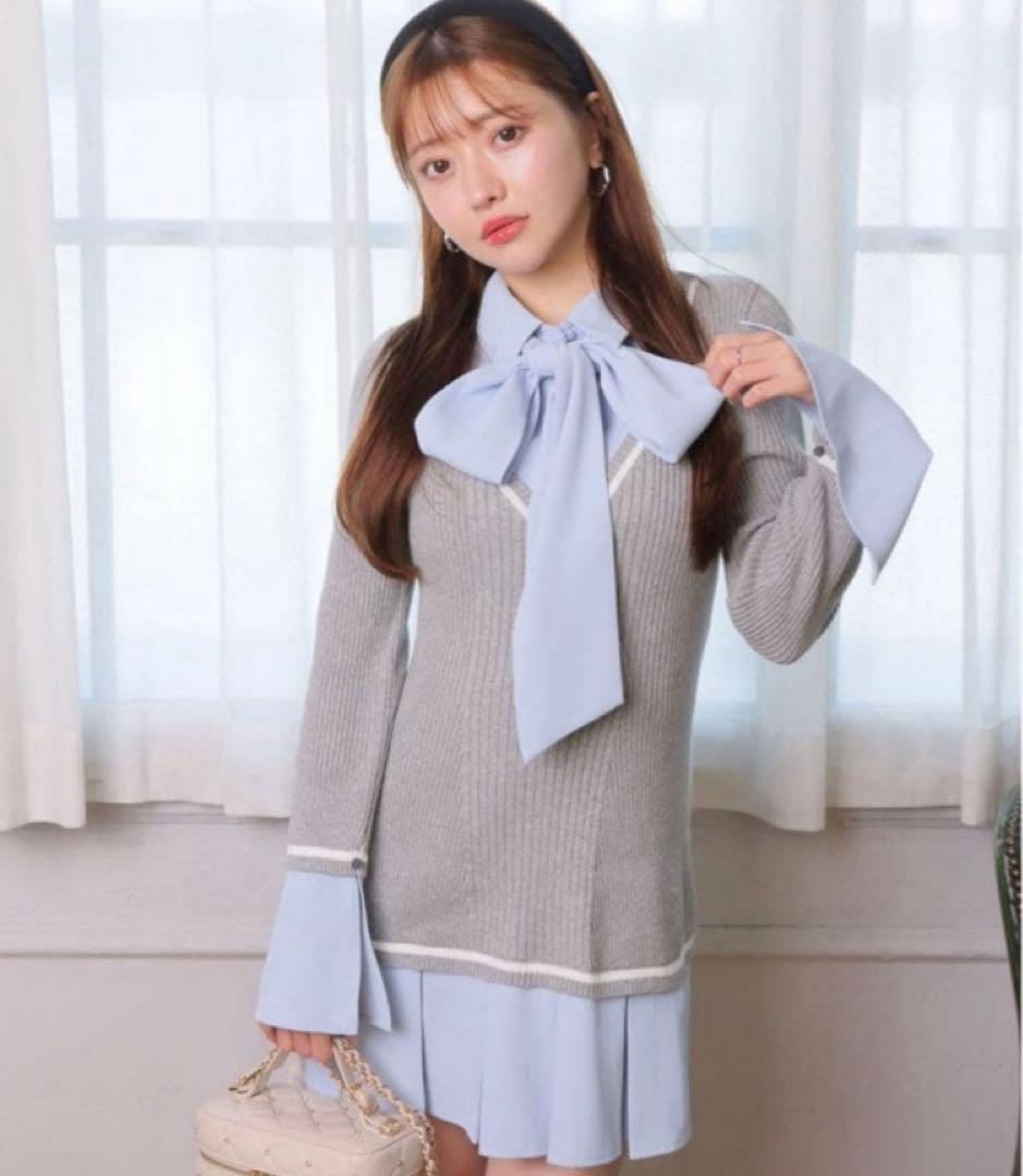 LIP SERVICE シャツドッキングプリーツワンピース タグ付き