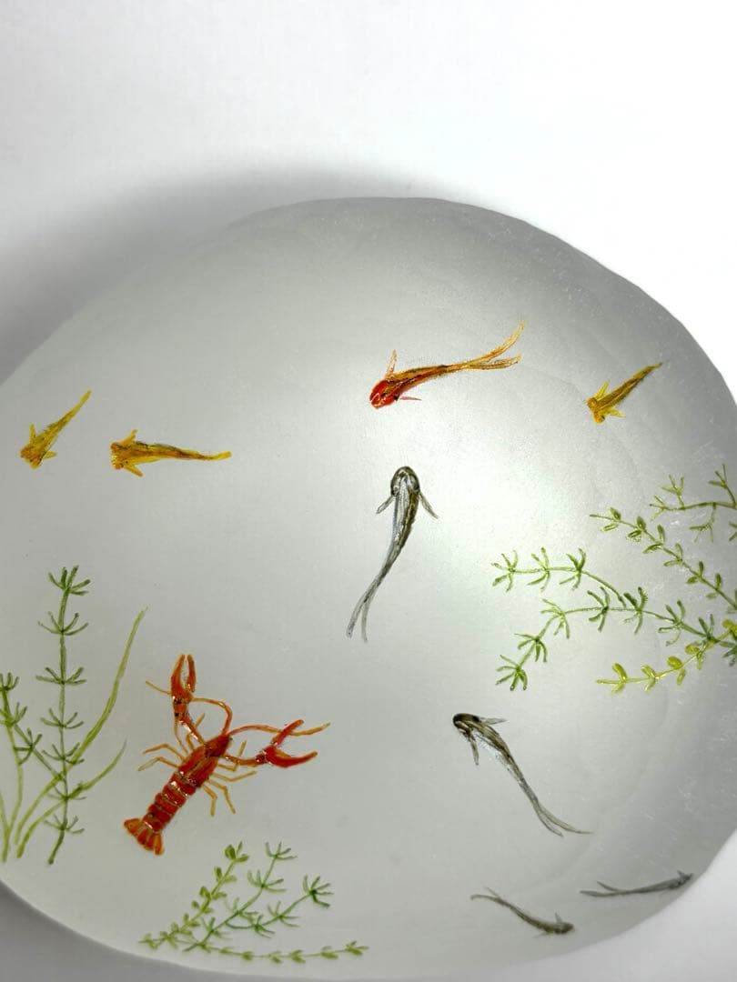 久保裕子さん作ガラスザリガニ魚水草ペーパーウェイト文鎮オブジェ