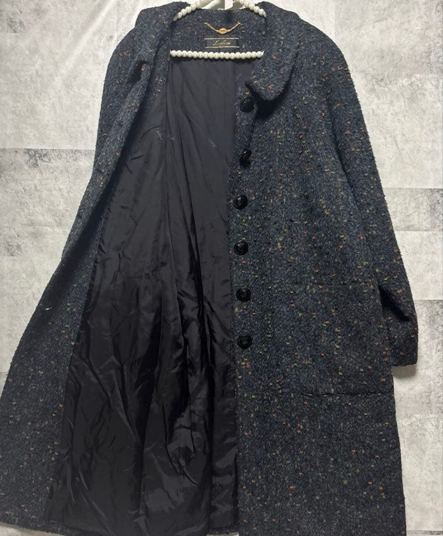 希少 レリアン ステンカラー ロングコート アルパカ モヘア 高級生地 XL