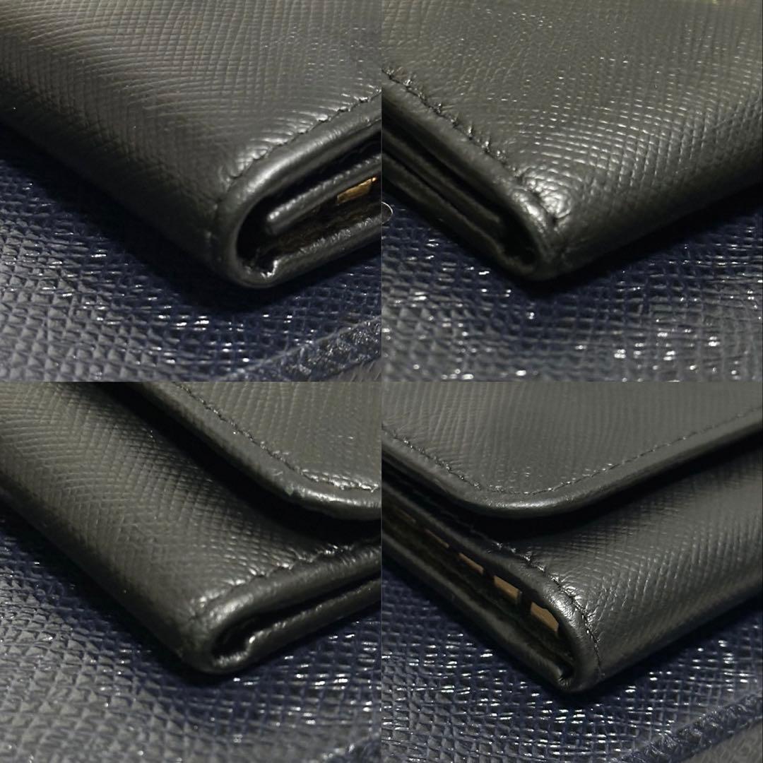 【良品】PRADA プラダ　キーケース　6連　ゴールドロゴ　サフィアーノレザー