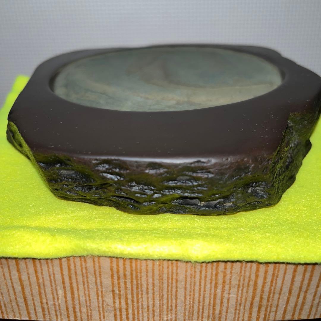 ⭕️うさぴょん⭕️赤間硯　希少　紫青石、紫金石様石紋綺麗　昇進堂謹製　丸型硯