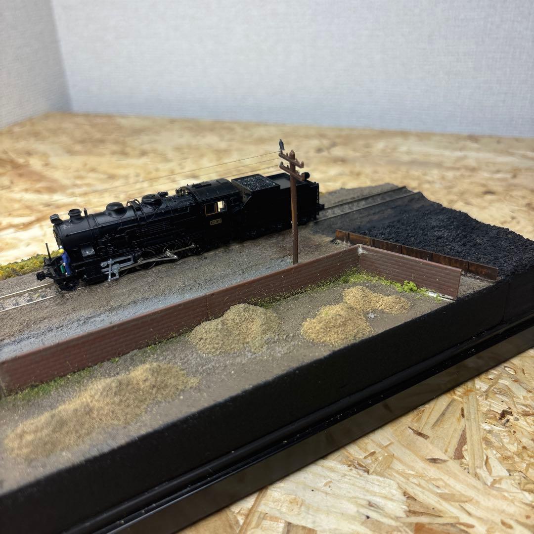 【ケースあり】Nゲージ保管用ジオラマ 撮影背景 -晩秋の機関区脇線ベース-